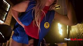 Blonde boss demands clock-fucking with natural tits