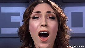 stunning brunette rides sybian machine squirting hard 💦🔥