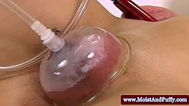 puffy blonde peach swells from piss play and pussy pumping