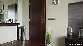 little vixen cheats with face sitting and sideways pounding while hiding towels