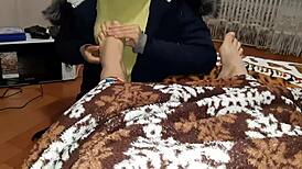 stepsister's leg massage turns me on for secret blanket masturbation thrill