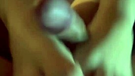 My latina milf wife massages big cock till overflowing cumshot