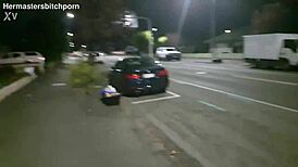 BRAZEN tattooed MILF slut PISSED on publicly. Sidewalk drenching as motorists yell