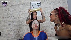 bad latina goddess spits on lovers in tattooed domination humiliation