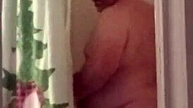 Shower play after vacuum cock fun with cleaning lady