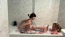 maya rose dives into wet lesbian bathroom fetish sex grinding hard