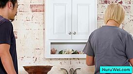 hey client feel ryan keely's huge tits sliding all over you in this wet nuru massage