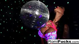 Romi toys her tight pussy deep with disco ball stuffing big tits bouncing nightclub pornstar fun