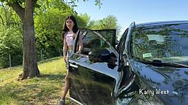 Crazy Teen Squirts Pee on Car Roof in Wild Public Orgasm