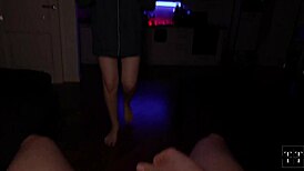 girl next door deepthroats my big cock with ice melting in her sloppy mouth