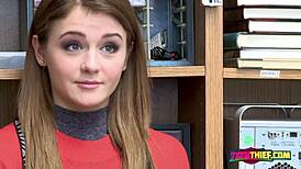 Rosalyn Grimaces as Monster Cock Stretches Petite Cunt at Office!