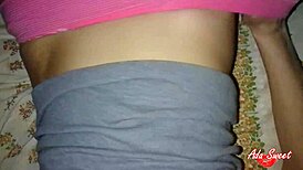 Shh! Curvy college teen gropes fat tits masturbating near sleeping roommate