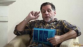 teens crave old dude's cock in threesome riding cowgirl swallowing every drop of cum