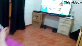 mi mamita jerks me off hard with massive cum explosion