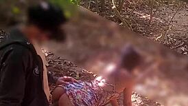 young wife cuckolds hubby masturbating while stranger fucks her on trail hard