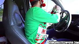 maddie winters as christmas elf deepthroats then rides cock missionary style