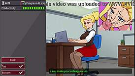 Milf at office barely works teasing huge cocks before gangbang titty fuck frenzy.