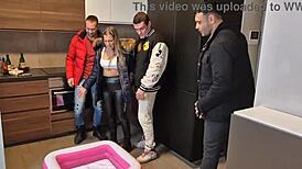 fake pool turns wild as silvia dellai takes 3on1 dap dp pee drink shower balls-deep rough anal with cum swallow gulp