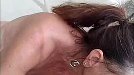 pov hotwife candi annie milks huge cock at pool then swallows every drop