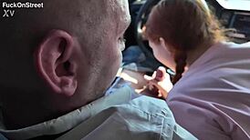 her first outdoor taxi ride turns into public anal gaping adventure