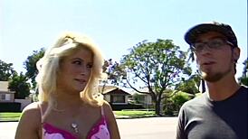 blonde milf mom spreads shaved pussy for anal fingering and doggy on bed