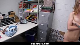 a bratty teen perp causes chaos while officer mike's on duty in the garage - she rides his big cock cowgirl style to avoid punishment