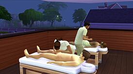 omg i can't believe this hot young curvy masseuse is sucking cocks and taking bukkake spitroast!!