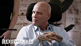 Slutty Secretary Bent Over Desk for Boss Doggystyle Fuck in Front of Stepson