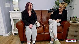 Blonde sassy and busty Bella share sloppy deepthroat on thick cock with toys nearby