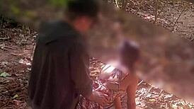 young wife cuckolds hubby masturbating while stranger fucks her on trail hard