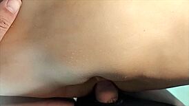 cute fuck doll's shaved big pussy takes double anal toys close-up