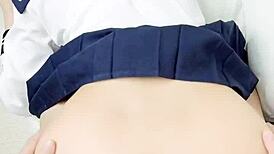 Amateur Asian couple licks cute petite girl's ass and pussy hungrily.