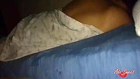 Shh! Curvy college teen gropes fat tits masturbating near sleeping roommate