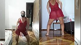 wanna watch this fat milf rip clothes for dildo ass striptease?