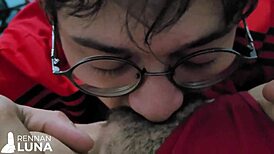 hot brazilian skinny girlfriend squirts on huge cock as friend watches pov