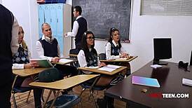 Innocent student teen pussy exploited in free use fantasy fucking class