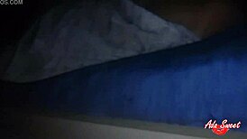 Shh! Curvy college teen gropes fat tits masturbating near sleeping roommate