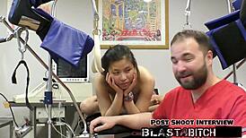 Raya nguyen patient sucks doctor cock in latex gloves then takes missionary pounding