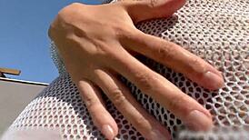 whoa she's squirting everywhere 😲 super excited getting caught fingering by nosy neighbors outdoors!!