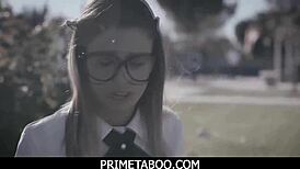 i never thought this nerdy teen could take double penetration in a wild threesome but damn she did