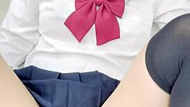 Amateur Asian couple licks cute petite girl's ass and pussy hungrily.