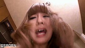 hot japanese milf's big tits jiggle as hard uncensored cock fucks her tight vagina cowgirl creampie