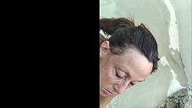 pov hotwife candi annie milks huge cock at pool then swallows every drop