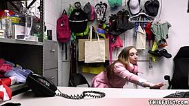 Cute Streamer Caught Stealing Pays with Tiny Pussy Pounding