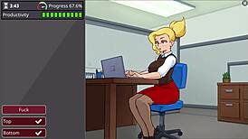 Milf at office barely works teasing huge cocks before gangbang titty fuck frenzy.