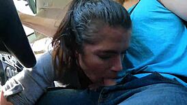 lucky me uber driver this pretty wife milf deepthroats chokes on my cum swallowing jizz facial