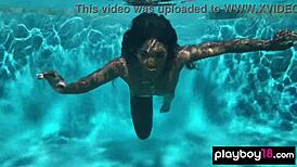 ebony milf ana foxxx hints at hairy pussy play underwater