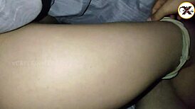 watch me slide my cock into her hairy pussy without waking her till i cum on top