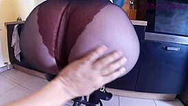 Generous Blonde Housewife Pulls Big Panties Aside For Pov Doggystyle In Kitchen