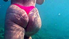 pawg curvy ass swims thong bikini underwater public bath 4k!